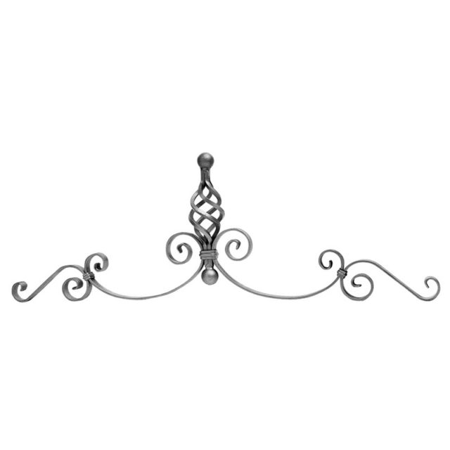 Koriste portin päälle sipulilla tai korilla, takorautainen portinpäällyskoriste.