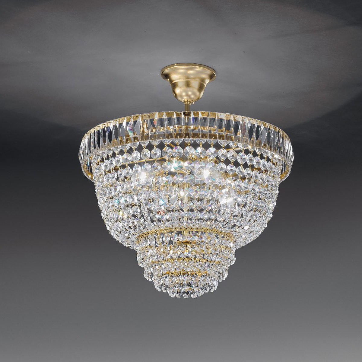 Kullanvarinen kristalliplafondi varrella Roma-30-H41 | Sisustusliike Portiikki Kristallivalaisin
