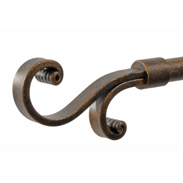 Verhotanko antiikkikupari takorauta, verhotanko, valurautainen verhotanko, takorautainen verhotanko, maalaisromanttinen sisustus, ruskea verhotanko, antiikkikupari verhotanko