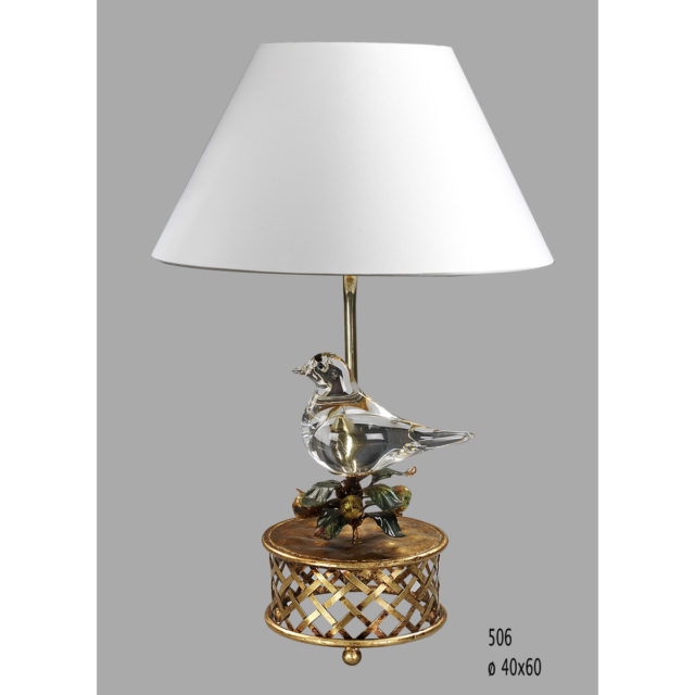 poytavalaisin-lasi-lintu-506 | Sisustusliike Portiikki Pöytävalaisin valkoinen varjostin ja lasilintu